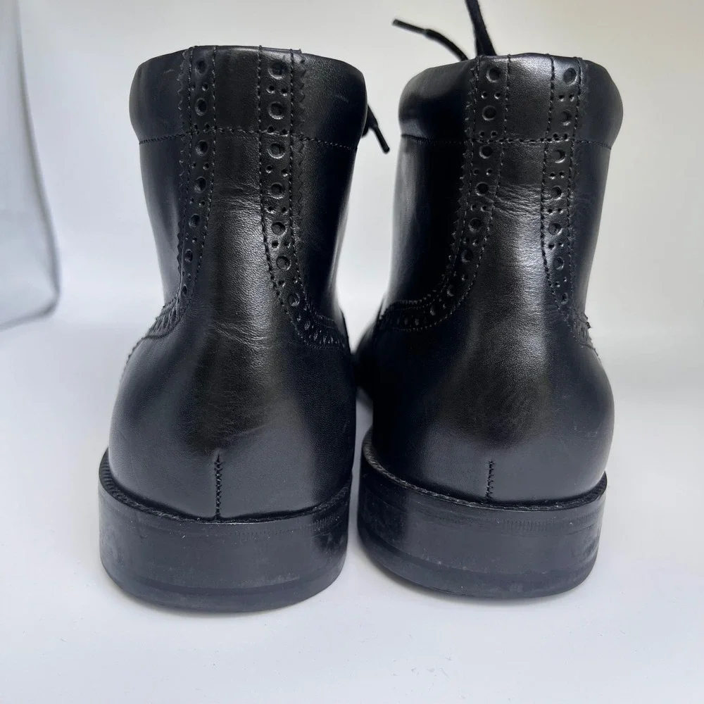 Cole Haan Wingtip Boots Mens 11.5 M Black Leather Dress Brogue Lace Up